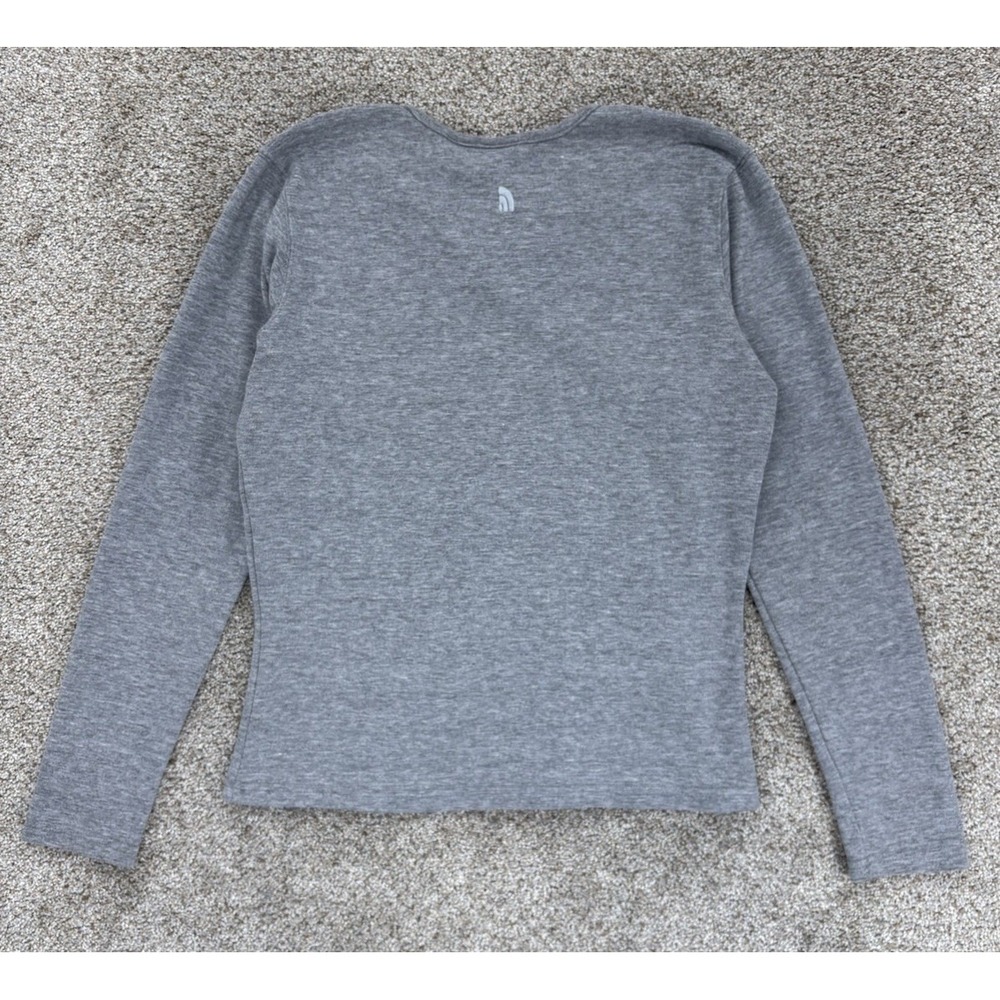 North Face Womens S Gray Long Sleeve Split Neck Fleece Knit Henley USA Made Vtg - Picture 4 of 11